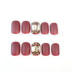 Press-On Nail Set Matte Finish & Crystal Accents Reusable