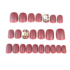 Press-On Nail Set Matte Finish & Crystal Accents Reusable