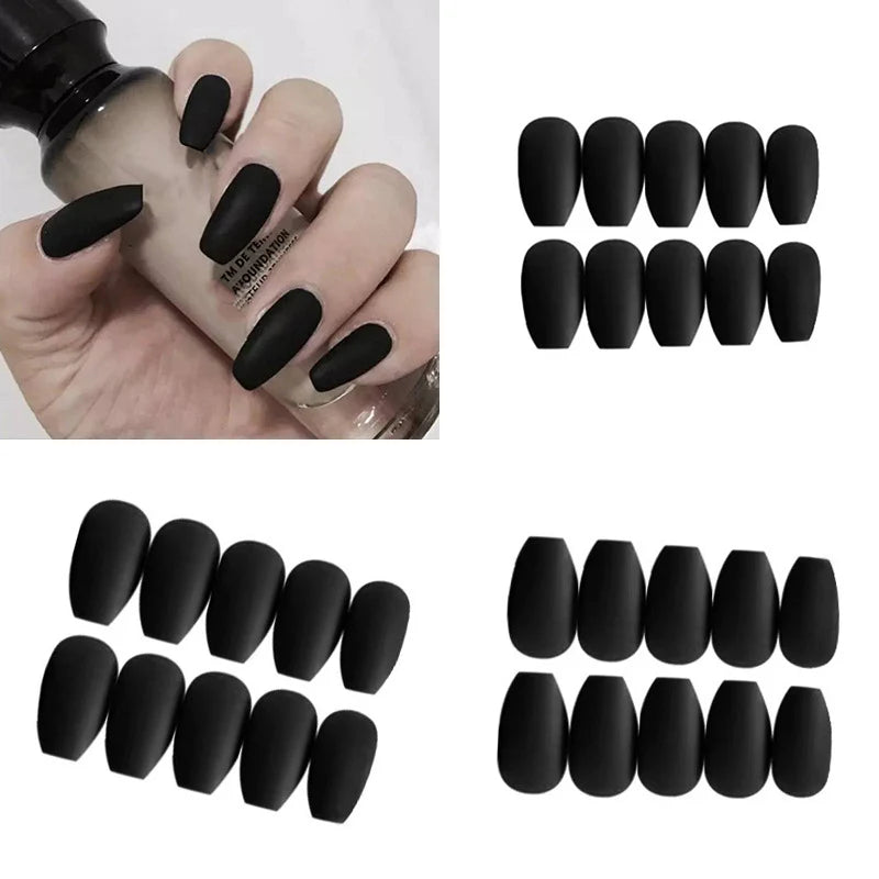 Press-On Nail Set Matte Finish Multiple Sizes No Adhesive
