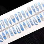 Press-On Nail Set Metallic Accent Designs Non-Toxic & Reusable