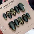 Press-On Nail Set Metallic Accents Glue-Free & Reusable