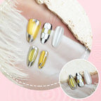 Press-On Nail Set Metallic Accents Glue-Free Reusable