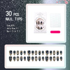 Press-On Nail Set Metallic Accents Glue-Free & Reusable