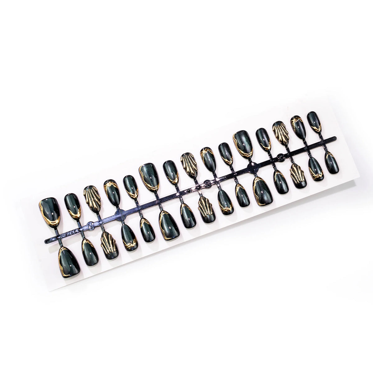 Press-On Nail Set Metallic Accents Glue-Free & Reusable