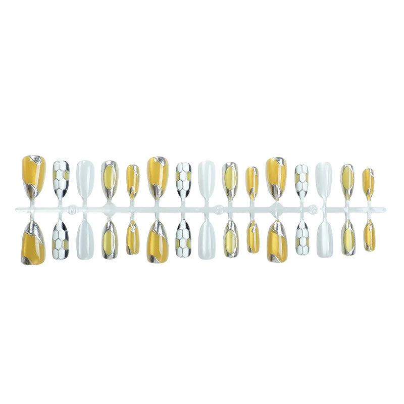 Press-On Nail Set Metallic Accents Glue-Free Reusable