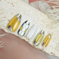 Press-On Nail Set Metallic Accents Glue-Free Reusable