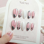 Press-On Nail Set Metallic Accents Peel-And-Press