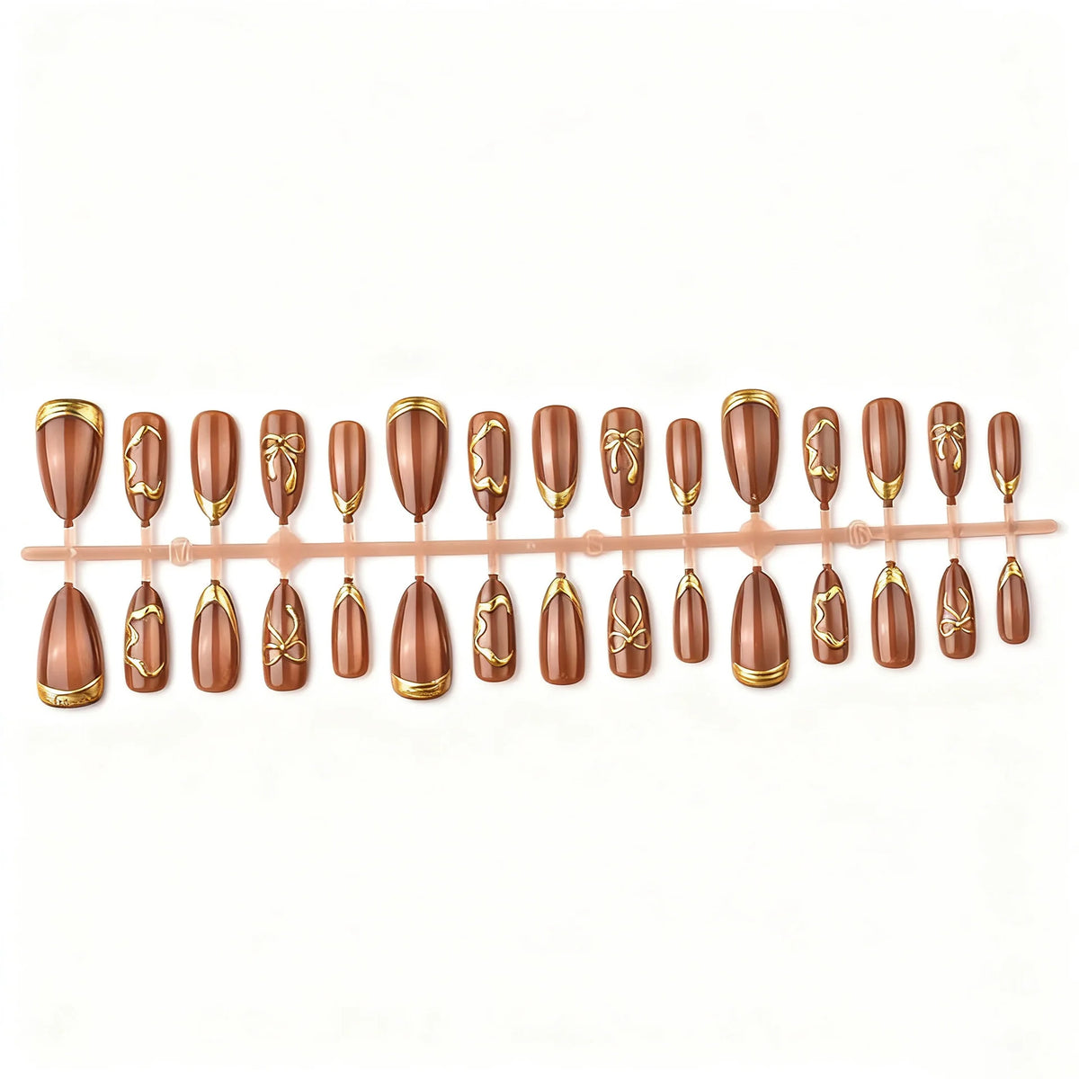 Press-On Nail Set Metallic Accents Peel & Stick Chip-Resistant