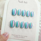 Press-On Nail Set Metallic & Artistic Designs Reusable