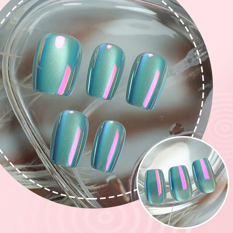 Press-On Nail Set Metallic & Artistic Designs Reusable