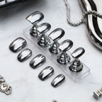 Press-On Nail Set Metallic Chrome No Glue Multiple Sizes