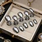 Press-On Nail Set Metallic Chrome No Glue Multiple Sizes