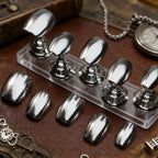 Press-On Nail Set Metallic Chrome No Glue Multiple Sizes