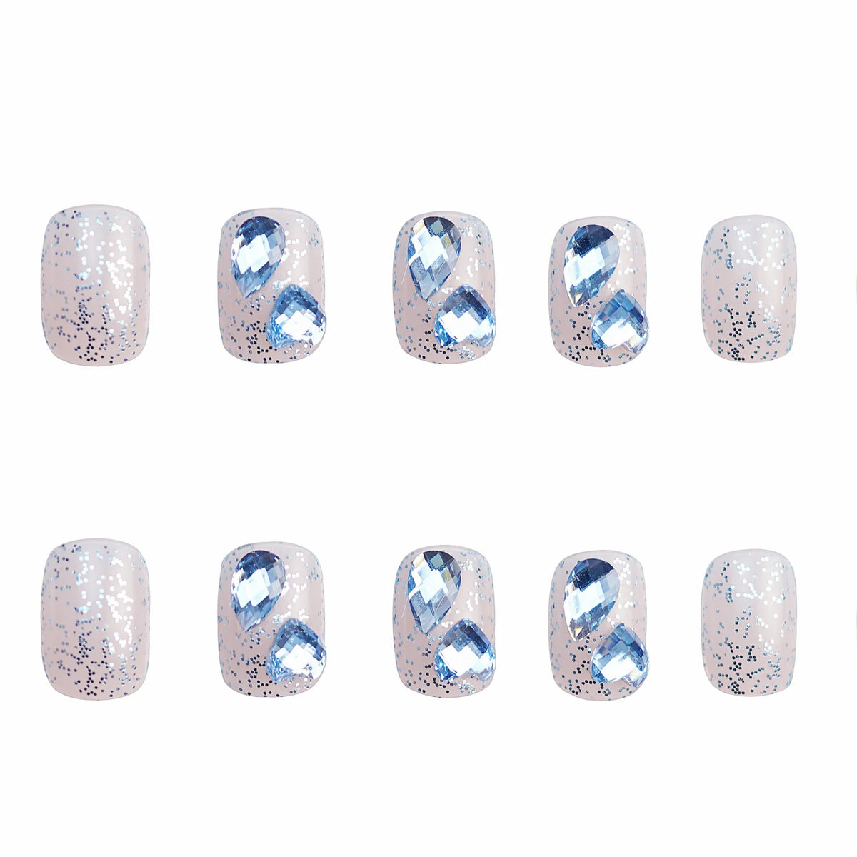 Press-On Nail Set Metallic Glue-On & Reusable