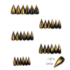 Press-On Nail Set Metallic Gold & Black Mirror Finish Reusable