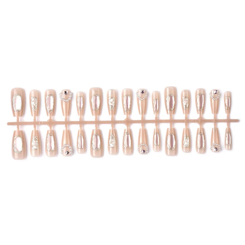 Press-On Nail Set Metallic Gold No Glue Reusable