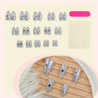 Press-On Nail Set Metallic Mirror Rhinestones Glue Included