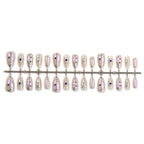 Press-On Nail Set Metallic Mirror Rhinestones Glue Included