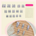 Press-On Nail Set Metallic Mirror Rhinestones Glue Included