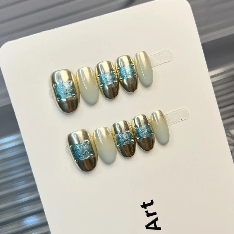 Press-On Nail Set Metallic & Pastel Multiple Sizes
