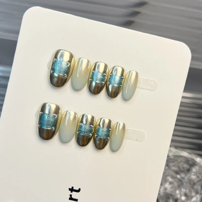 Press-On Nail Set Metallic & Pastel Multiple Sizes