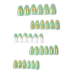 Press-On Nail Set Metallic Patterns Easy Application & Reusable