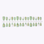 Press-On Nail Set Metallic Patterns Easy Application & Reusable