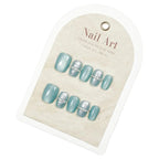 Press-On Nail Set Mint Blue Shimmering Gloss Peel-Off Adhesive