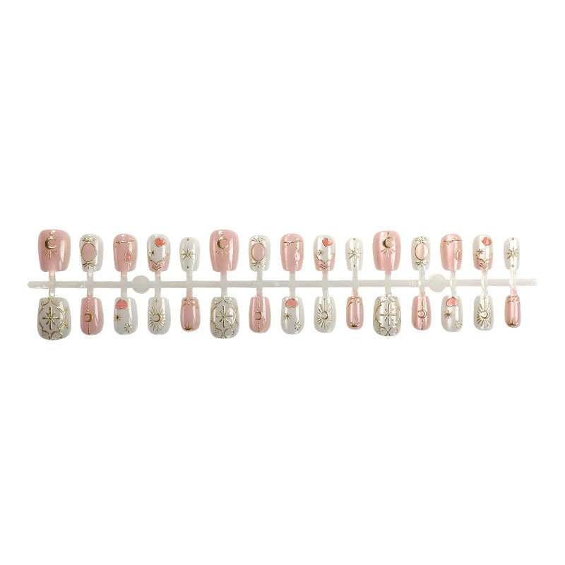 Press-On Nail Set Mint Celestial & Geometric Peel-And-Stick