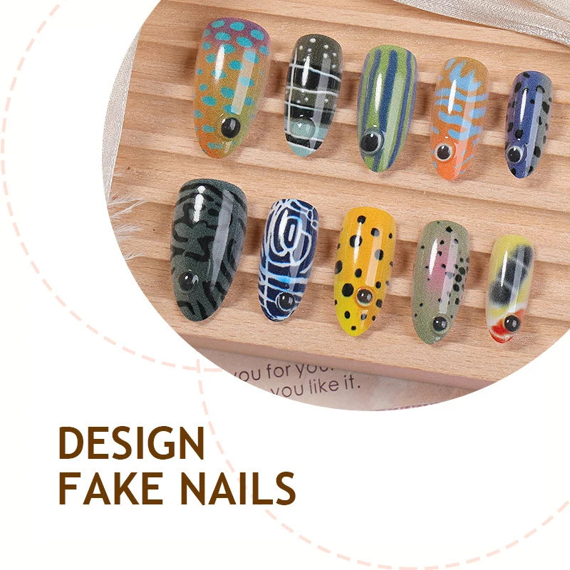 Press-On Nail Set Mixed Art Designs Adhesive Stickers Long-Lasting