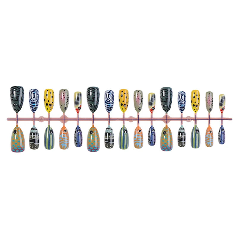 Press-On Nail Set Mixed Art Designs Adhesive Stickers Long-Lasting