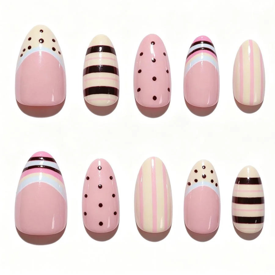 Press-On Nail Set Modern Patterns Easy Apply & Remove