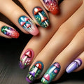 Press-On Nail Set Mushroom Floral Durable Acrylic