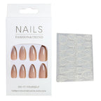 Press-On Nail Set Natural Finish 24 Pieces With Glue