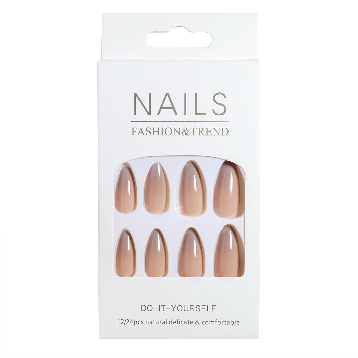 Press-On Nail Set Natural Finish 24 Pieces With Glue