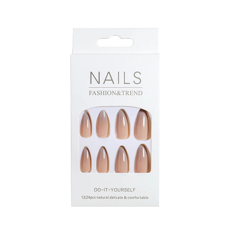 Press-On Nail Set Natural Finish 24 Pieces With Glue