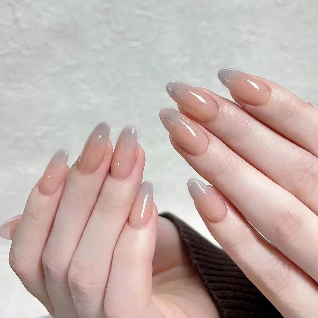 Press-On Nail Set Natural Finish 24 Pieces With Glue