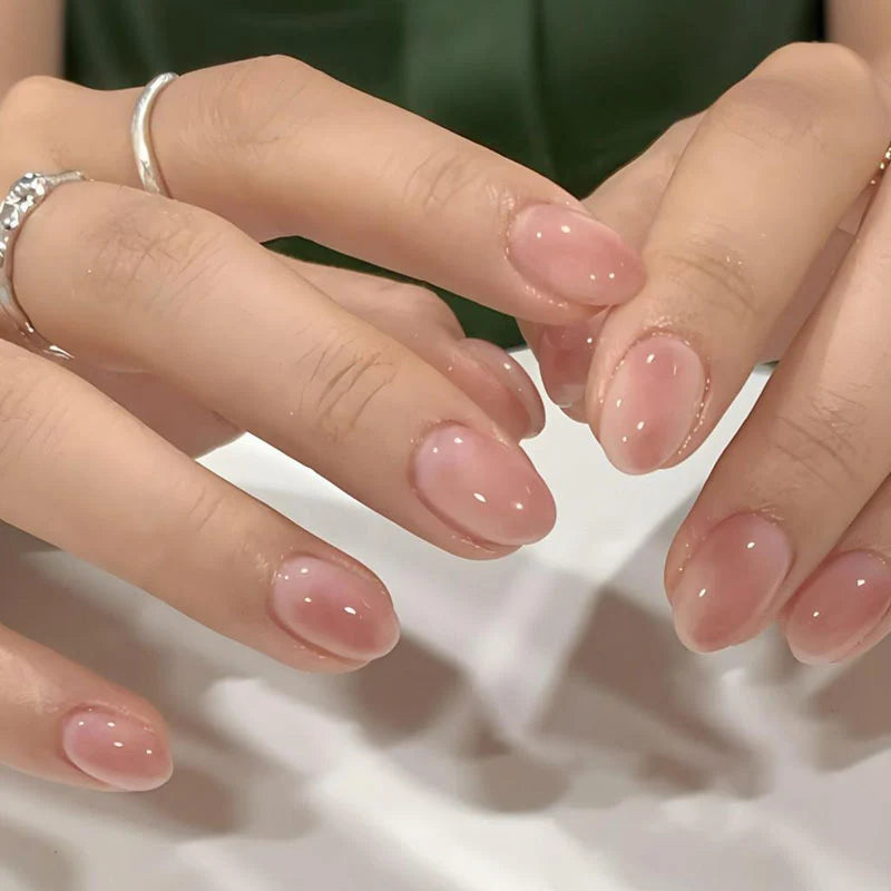 Press-On Nail Set Natural Finish Multiple Sizes