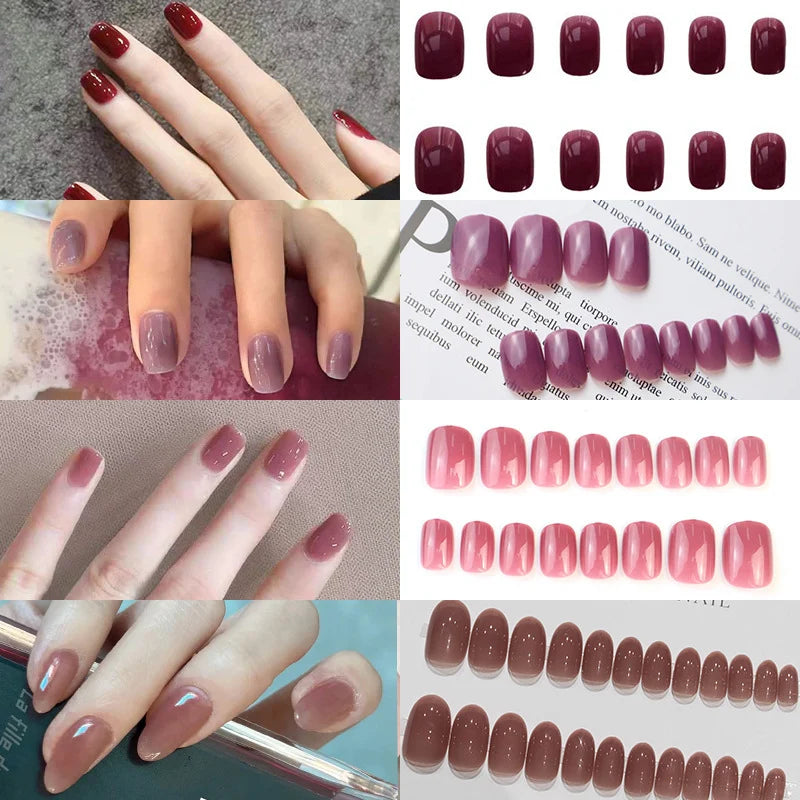 Press-On Nail Set Natural Finish Reusable & Durable
