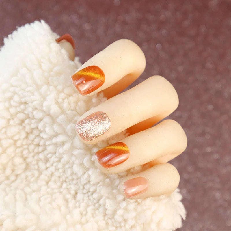 Press-On Nail Set Natural Glossy No Glue Reusable