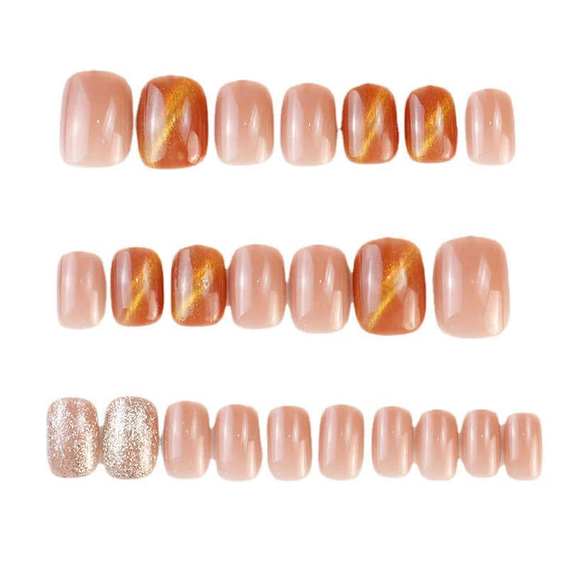 Press-On Nail Set Natural Glossy No Glue Reusable