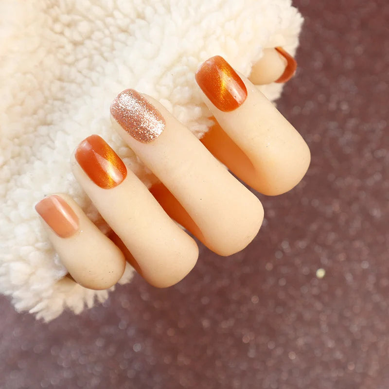 Press-On Nail Set Natural Glossy No Glue Reusable
