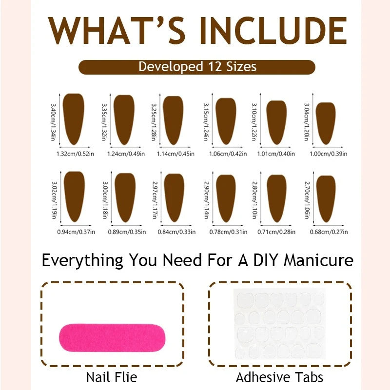 Press-On Nail Set Natural-Looking Adhesive Pads