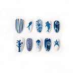 Press-On Nail Set Nautical Designs Self-Adhesive & Durable