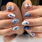 Press-On Nail Set Nautical Designs Self-Adhesive & Durable