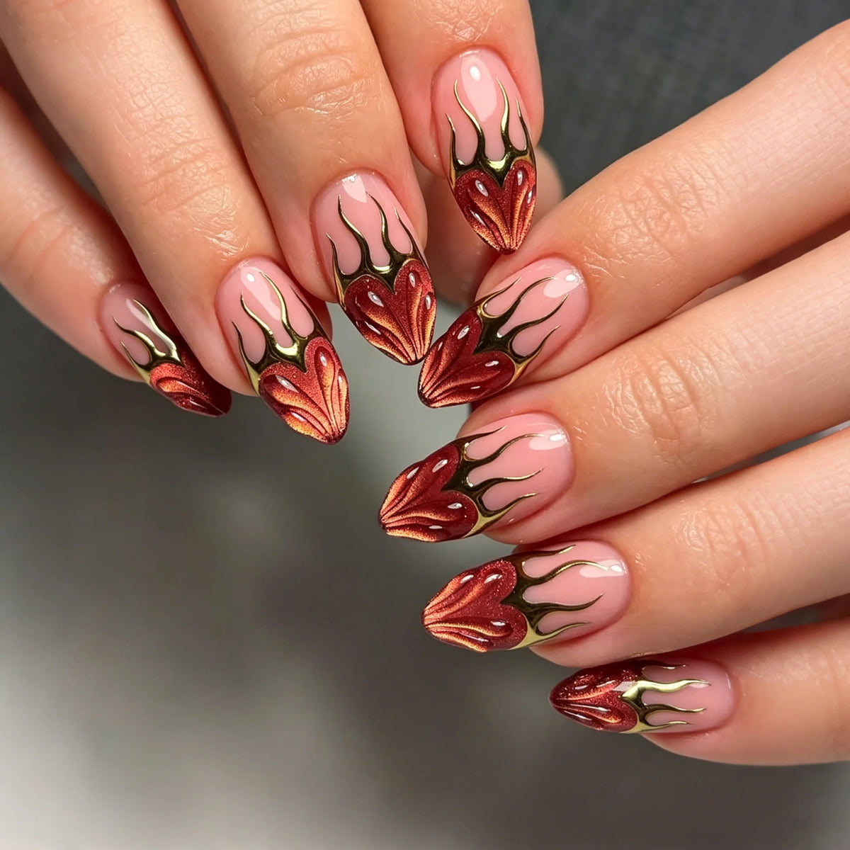 Press-On Nail Set Navy Floral & Abstract