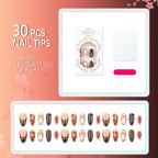 Press-On Nail Set No Glue Floral & Metallic