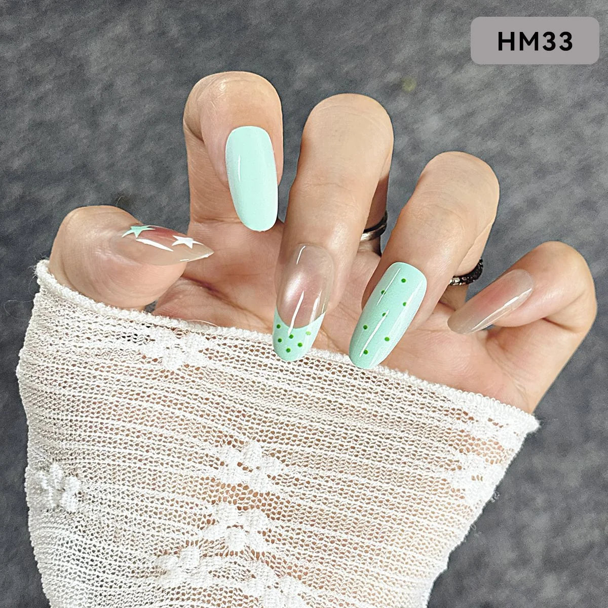 Press-On Nail Set No Glue Long-Lasting Pastel Patterns