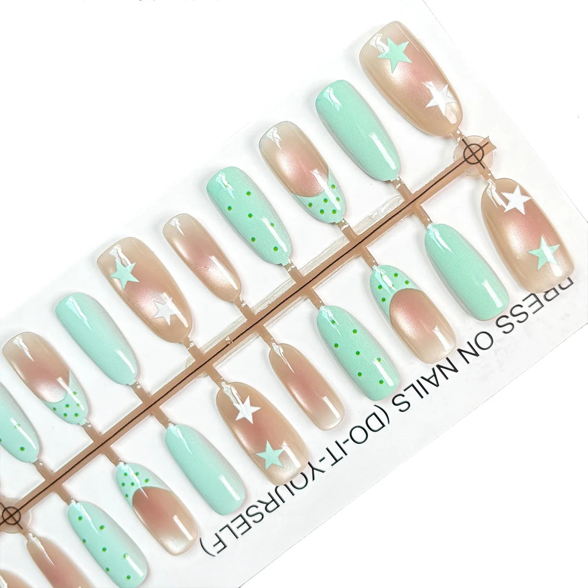 Press-On Nail Set No Glue Long-Lasting Pastel Patterns