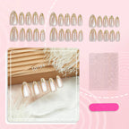 Press-On Nail Set No Glue Nude Gold Accents